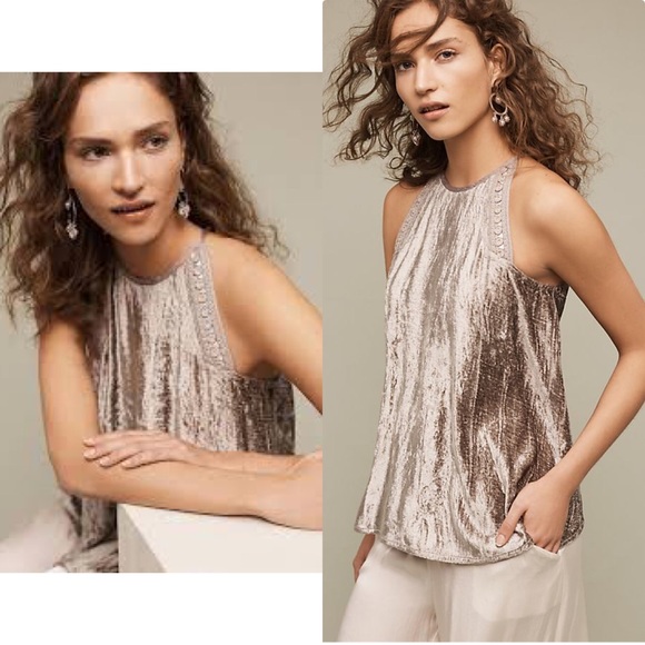 Anthropologie Tops - 🌹3XHP🌹Anthropologie Velvet Halter Top NWT